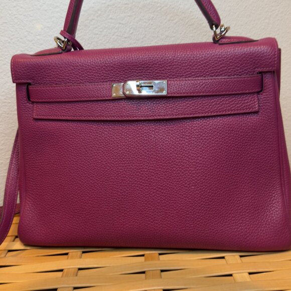 Hermes 32cm Tosca Clemence Retourne Kelly with Palladium Hardware - Picture 6 of 14